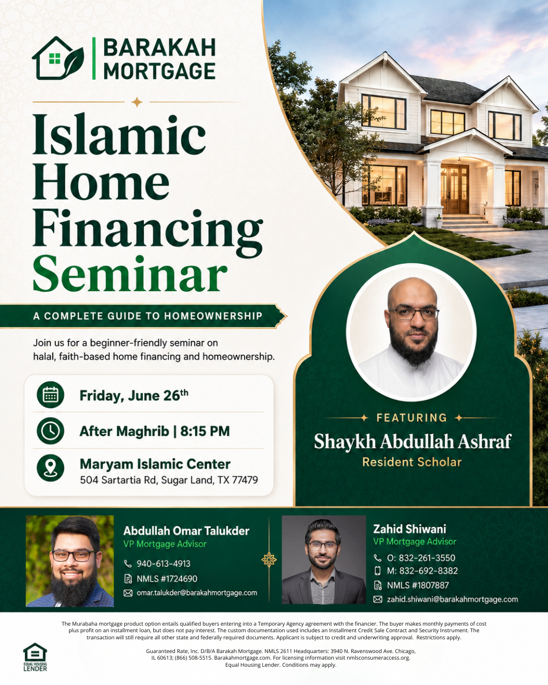 Islamic Home financing Seminar flyer